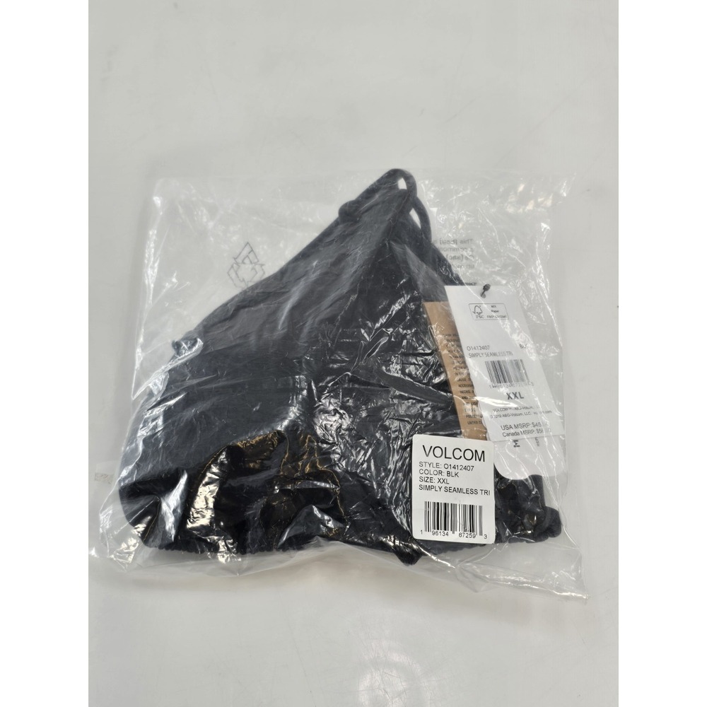 New W/Tags Volcom Women's Standard‎ Simply Solid Tri Bikini Top Size XXL - Black